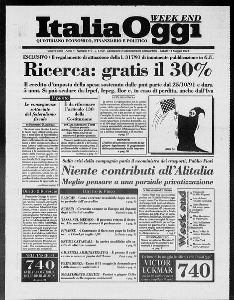 Italia oggi : quotidiano di economia finanza e politica